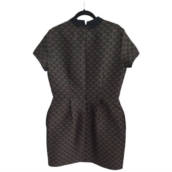 Club Monaco Talis Brocade Patterned Mini Dress with Blue Collar Sz 12 - Picture 5 of 12